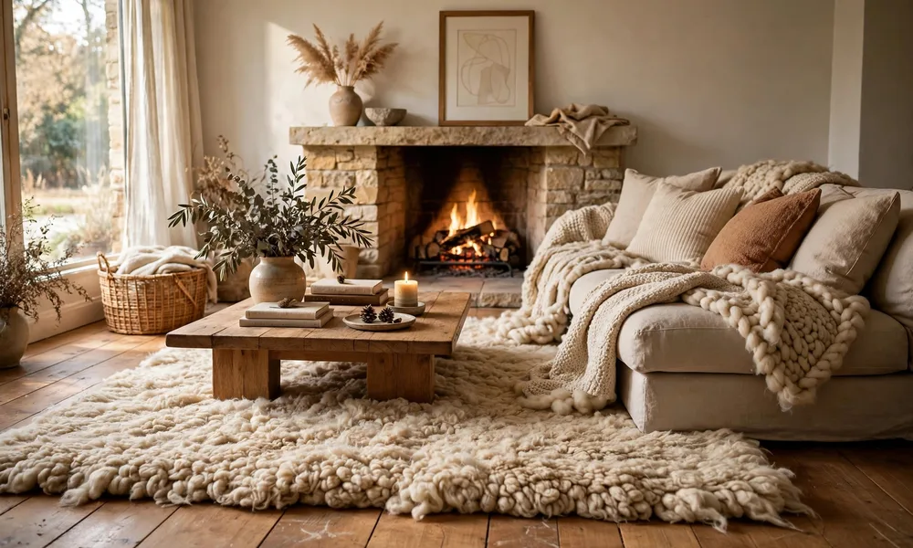 Natural wool mats adding warmth to a home floor